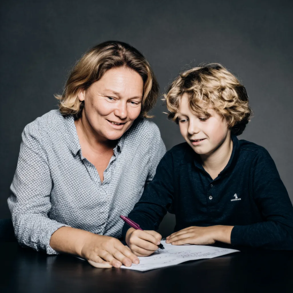 Frau mit Schüler in der Lerntherapie