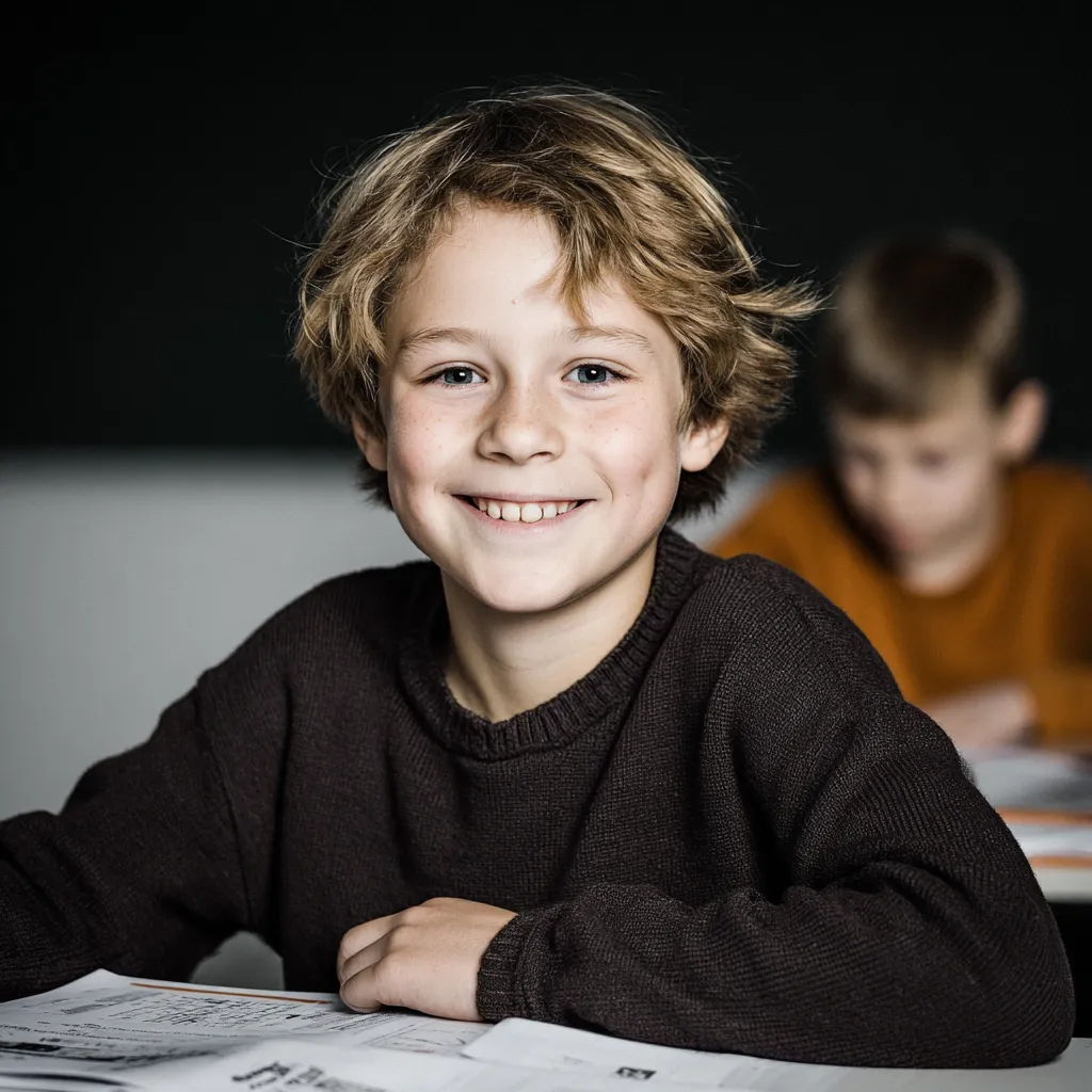 ein Junge ist glücklich beim Lernen