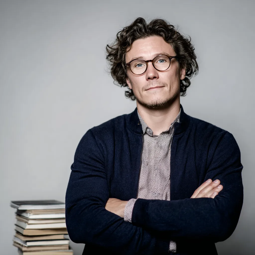 Lehrer ist selbstbewusst durch Bücher