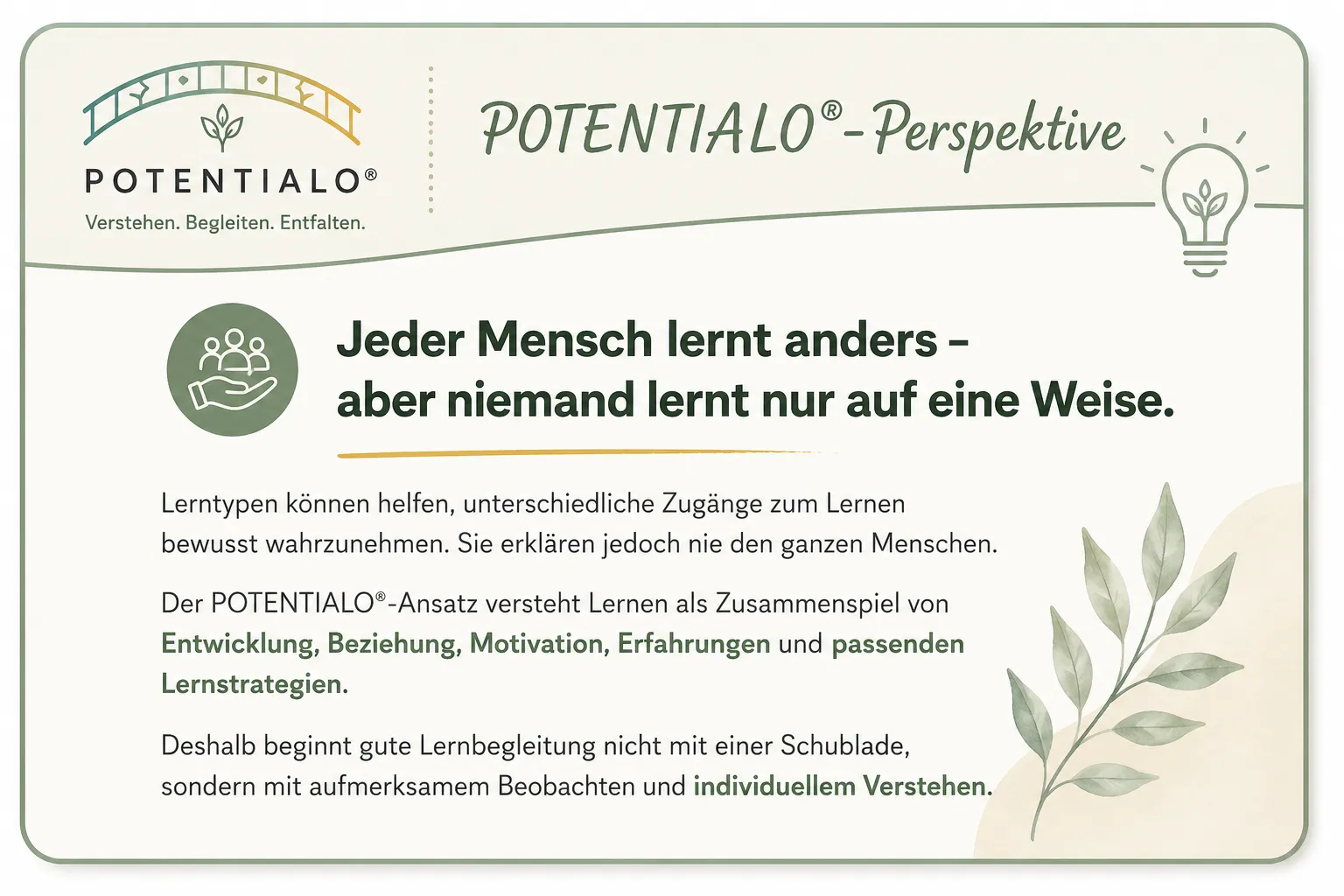 POTENTIALO®-PerspektiveLernansätze