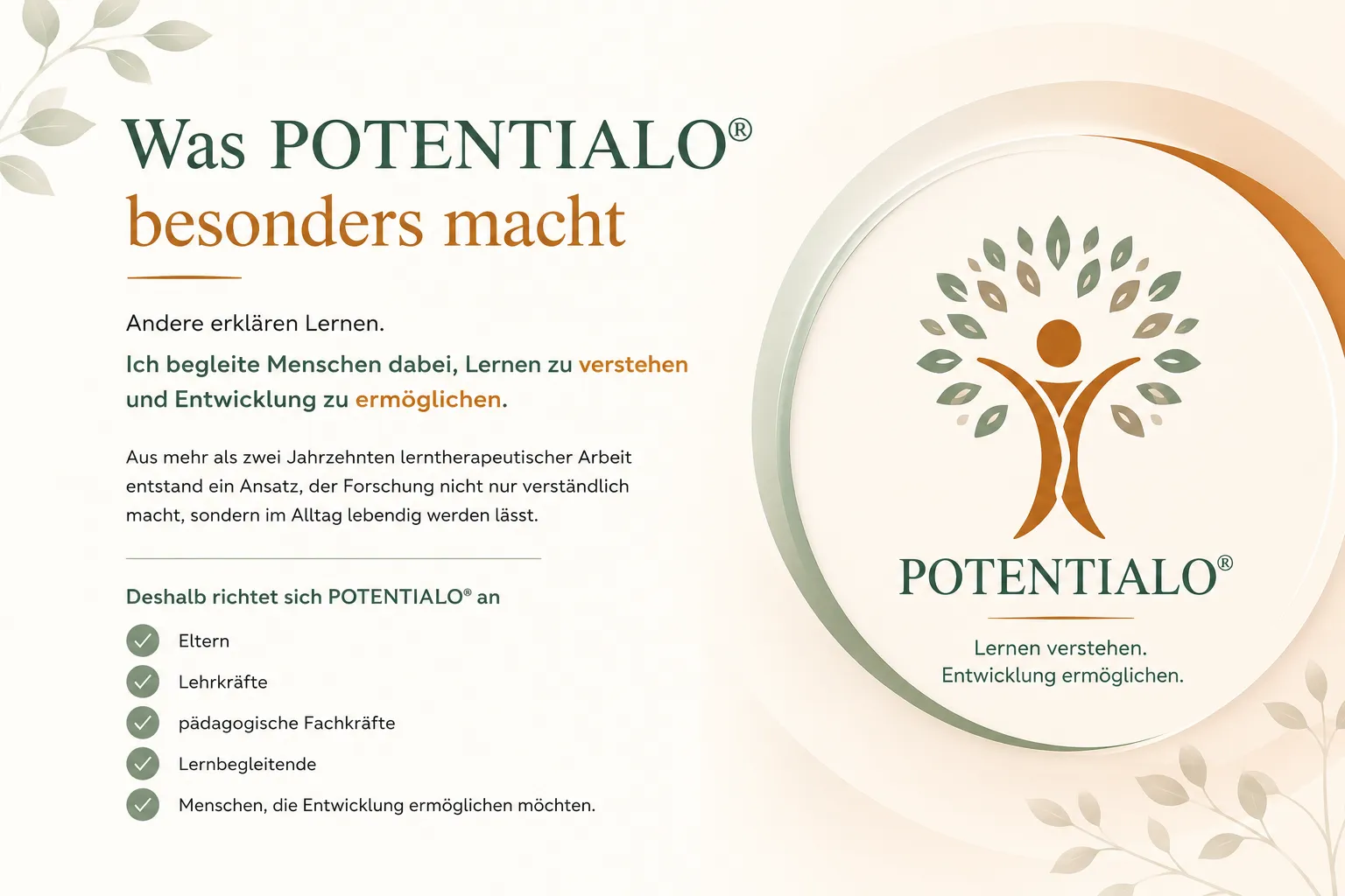 POTENTIALO® – Lernen und Entwicklung verstehen POTENTIALO® – Lernen und Entwicklung verstehen